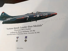 Load image into Gallery viewer, Artifact of History: Grumman F9F-5 Panther print signed by Korean War hero, Royce Williams